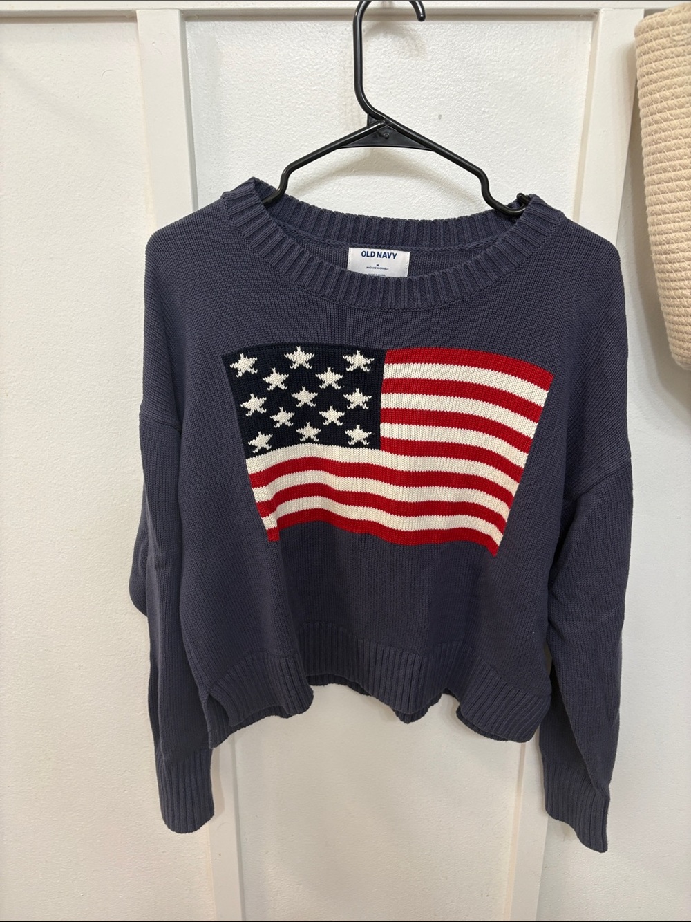 Old Navy Cropped American Flag Knit Sweater - Women
